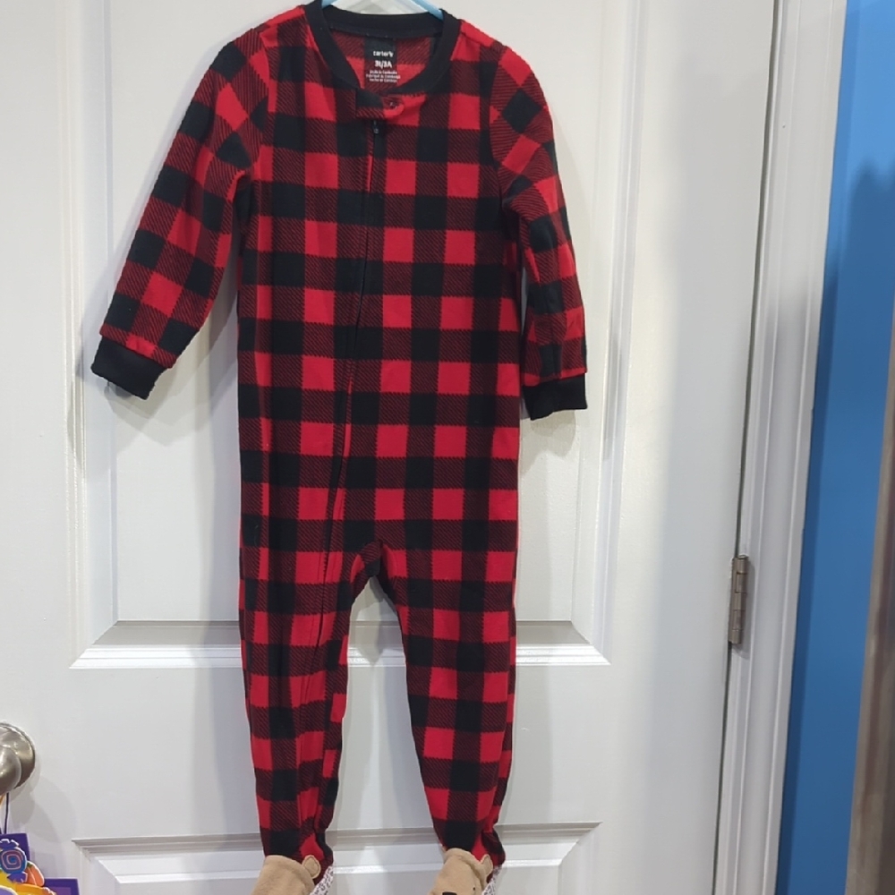 Carter's Red and Black Plaid Kids Footie